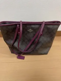 COACH シグネチャー トートバッグ ブラウン パープルのサムネイル