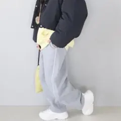 GU バレルレッグスウェット グレー ガールズLサイズ