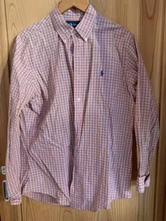 polo RalphLauren ボタンダウンシャツ　オレンジチェック