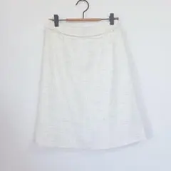 ESPRITMUR ツイード調 膝丈 Aラインスカート M ホワイト
