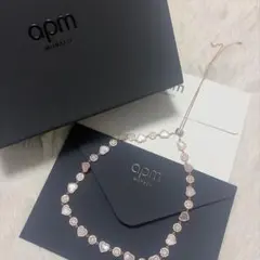 美品　APMmonaco ピンクマザーオブパール ハート＆ドット ネックレス