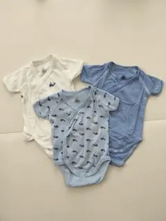 プチバトー　半袖あわせボディ3枚組