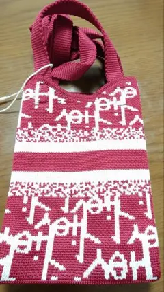 HUNDRED JAPAN 赤白編み込みスマホニットショルダーバッグ