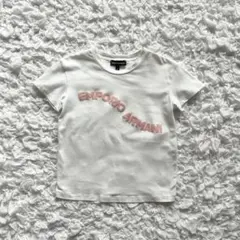 ARMANI Tシャツ 6A ホワイト　ピンク　ロゴ