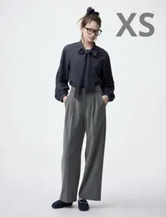 GU タックワイドパンツ(丈標準70.0～74.0cm) グレー　XS