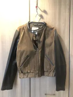 スペイン発 MANGO 革ジャケット 異素材ミックス