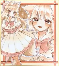 色紙 イラスト 手描きイラスト オリジナルイラスト BL ケモ耳 男の子