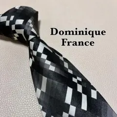 ドミニクフランス　ネクタイ　ストライプ ドット　チェック　ブラック　黒色