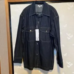 ユニクロUデニムオーバーサイズシャツ69ネイビー Lサイズ
