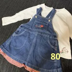 ELLE ジャンバースカート デニム　next baby ロングTシャツ付きのサムネイル