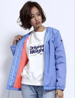X-GIRL ノーカラーコーチジャケット ライトブルー