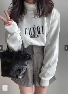 千鳥柄ハイウエストショートパンツ