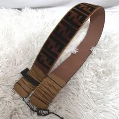 FENDI フェンディ ベルト 本革 ズッカ キャンバス FF ブラウン 金