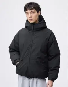 新品未使用ジーユーGU ウォームパデッドパーカXS黒ブラックダウンジャケット