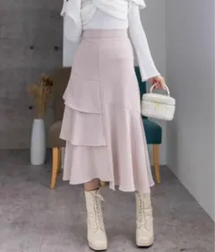 ライトピンク フレアスカート ロング丈