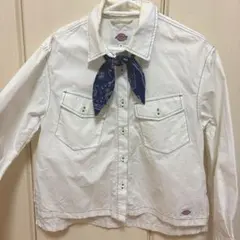 Dickies ホワイト ポケット付きジャケット　シャツ M
