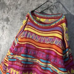 【派手 クレイジー ニット セーター】M〜 マルチカラー インパクトデザイン