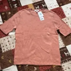 (新品)UNIQLOのUVカットリブクルーネックセーター 五分袖 L