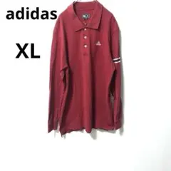 adidas 長袖ポロシャツOサイズレッドコットン100％メンズスポーツウェア