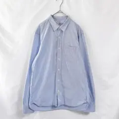 【無印良品】ストライプ柄長袖シャツ(L) 爽やか ブルー系　コットン