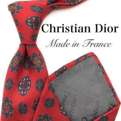 Christian Dior ネクタイ レッド 総柄 小紋柄 幾何学 高級
