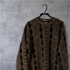 archive 90s アルパカ混 デザインニット イタリア製 総柄ニット 古着
