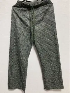 JEANASIS 緑色模様のワイドパンツ