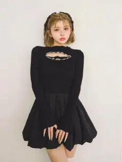 darich シャーリングバルーンミニワンピース