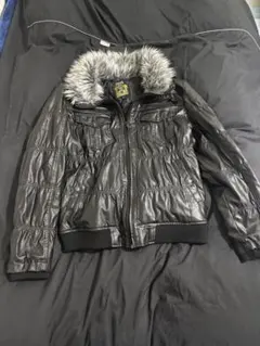 spinach leather fur jacket 平成 y2k 訳あり - メルカリ