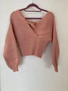 リブ編みVネックセーター