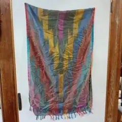 多色ストライプ柄シルクストール