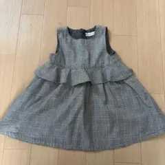 ブランシェス　チェックフリルワンピース　フォーマル　90㎝　グレー