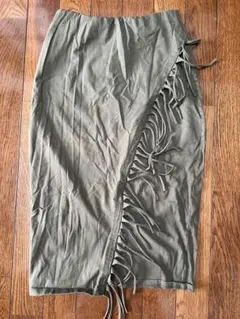 エゴイスト　EGOIST フリンジ付き　オリーブタイトスカート 推定Mサイズ