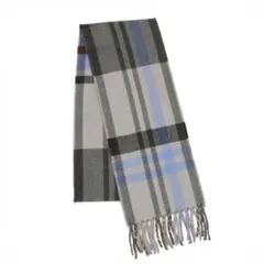 チェック柄マフラー グレー 青
