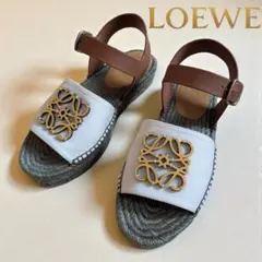 LOEWE エスパドリーユサンダル ホワイト/ブラウン LOEWE ロエベ ペタル エスパドリーユ ブランドオフ レザー