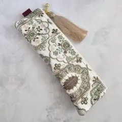 インド刺繍リボンマルチポーチ　ペンケース　ファスナーポーチ