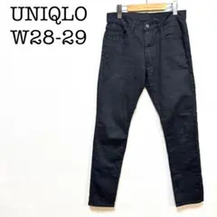 お*じ様 ユニクロ　スキニーチノ　イージーチノ　黒　濃グレー　千鳥格子　W28-