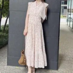 snidel Sustainableヘアラインフラワープリントワンピース