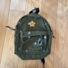 キッズ　オリーブグリーンバックパック 星型刺繍
