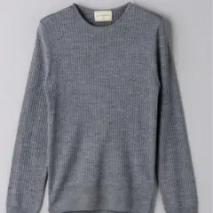 UNITED ARROWS グレー クルーネック リブセーター カシミヤ シルク
