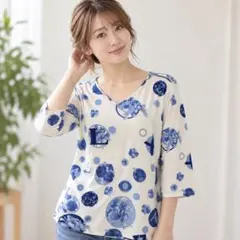 LEONARD 五分袖 カットソー ブルー系 サイズ42 美品 y89 2026年最新】LEONARD レディース 五分袖・七分袖 Tシャツ・カットソー
