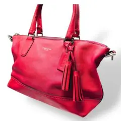 美品 COACH ハンドバッグ 本革 ピンク
