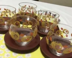 #昭和レトロ　#冷茶　#湯呑み　５点　#茶托　５点ー２３
