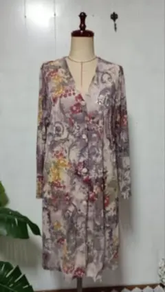 花柄チュールシアーロングカーディガン　総柄　Dio HIGH FASHON