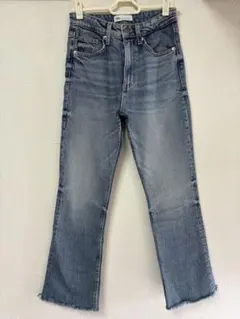 ZARA TRF クロップド丈フレアハイウエストデニムパンツ ライトブルー