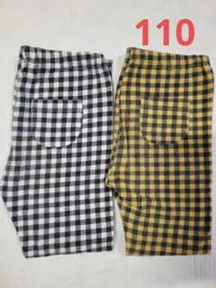 長ズボン レギパン 110cm チェック柄 ボトムス 2枚Set