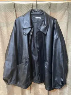 WYM ブラックレザージャケット オーバーサイズ