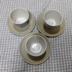 波模様 陶器 食器セット 3個