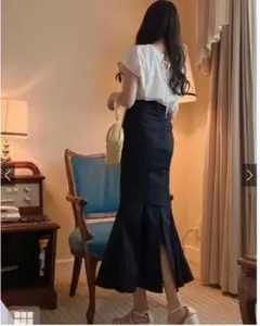 ◉新品タグ付◉GRL グレイル ハイウエストマーメイドツイルスカート ブラック