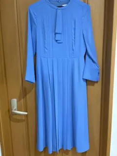 CELFORD ブルー プリーツ 長袖ワンピース 36